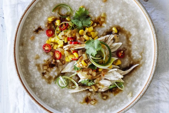 Chicken and corn congee.