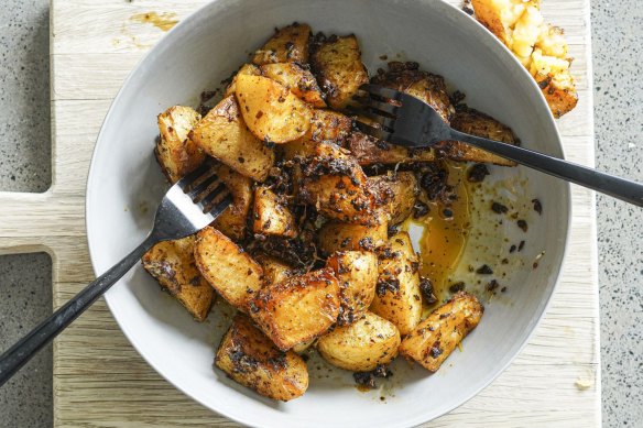 Roast potatoes seasoned like Barbecue Shapes.