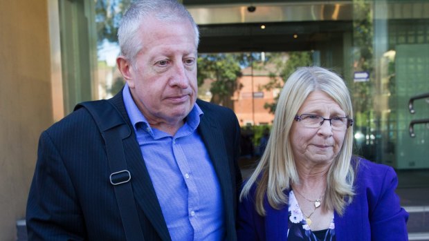 Matthew Leveson's parents, Faye and Mark Leveson, outside the Coroner's Court last year.