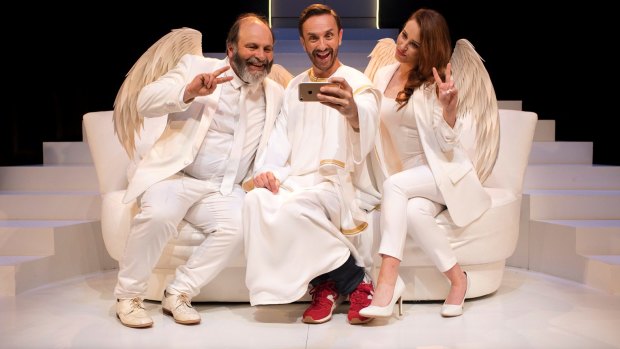 Holy trinity: Alan Flower, Mitchell Butel and Laura Murphy in An Act of God.
