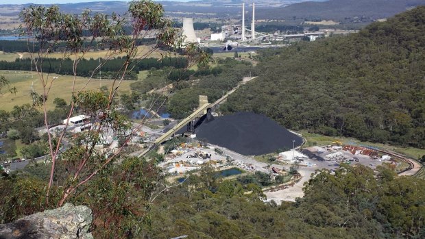 Springvale mine (foreground) supplies coal to the Mount Piper power station.