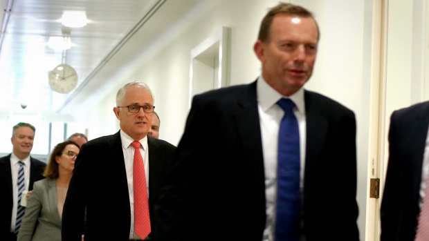 At war? Prime Minister Malcolm Turnbull and former prime minister Tony Abbott at Parliament House.