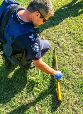 Police were called to Bulimba Creek at Carindale on Friday morning to bag and tag a .22 rifle found in the water.