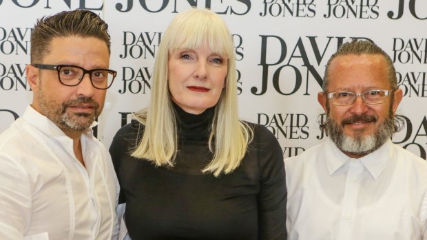 Quit: David Jones head of merchandise Donna Player (centre) pictured with designer Aurelio Costarella (left) and head stylist Kelvin Harries.