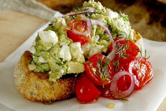 The FAT: Feta, avocado and tomato on toast.