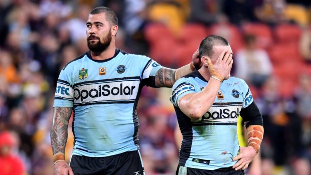 Shark net: Paul Gallen was dejected after losing in his 300th appearance for the Cronulla Sharks.