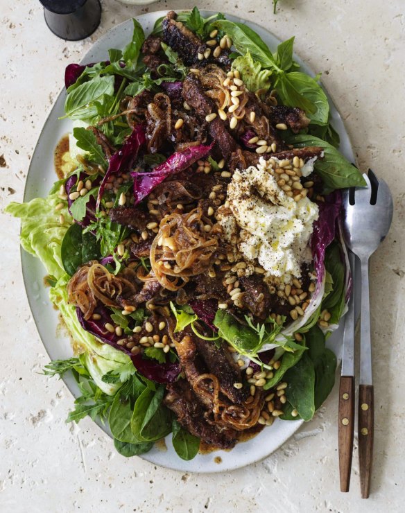 Italian-ish beef salad with balsamic dressing and ricotta. 