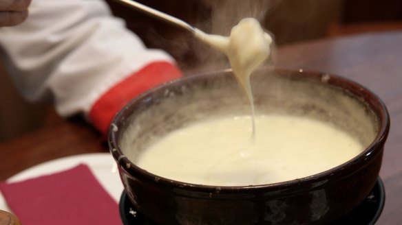 Cheese fondue is a Swiss Club constant.