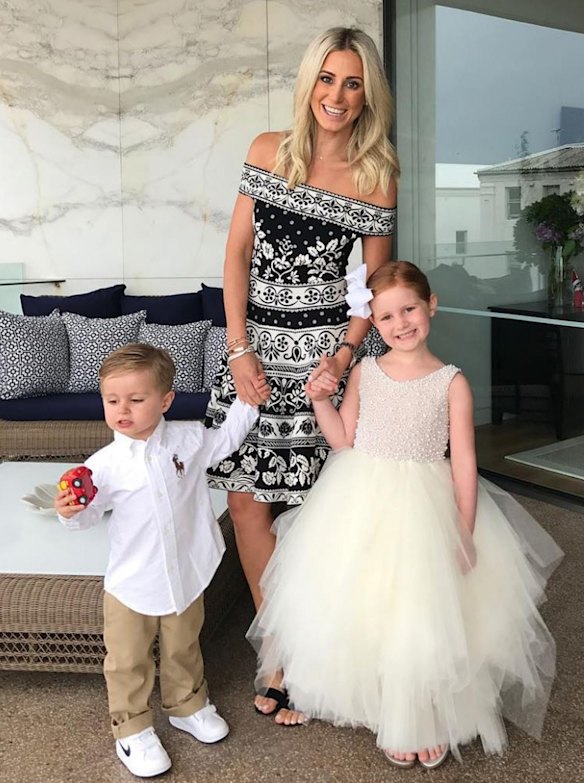 Roxy Jacenko with her children Hunter, 3, and Pixie, 5.
