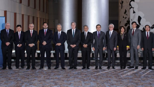 Signatories to the TPP include Australia, Brunei, Canada, Chile, Japan, Malaysia, Mexico, New Zealand, Peru, Singapore and Vietnam. Since this 2015 photo the US has backed out.