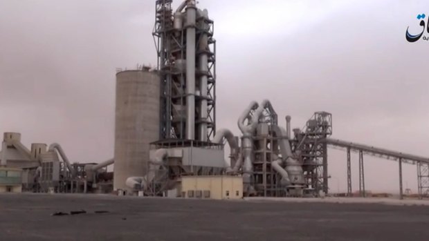 A cement factory where, in a brazen assault near the Syrian capital, Islamic State militants snatched up to 300 cement workers and contractors from their workplace (Image from militant video).