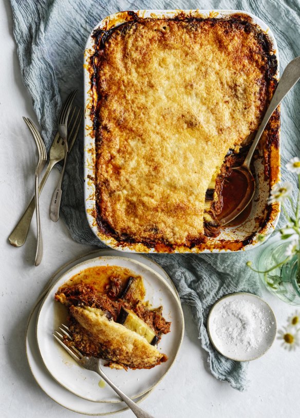 RecipeTin Eats' moussaka is made with leftover shredded lamb.