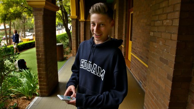 Teenage whiz kid Ben Pasternak at his school, Reddam House in Sydney. His Impossible Rush game is proving a hit.