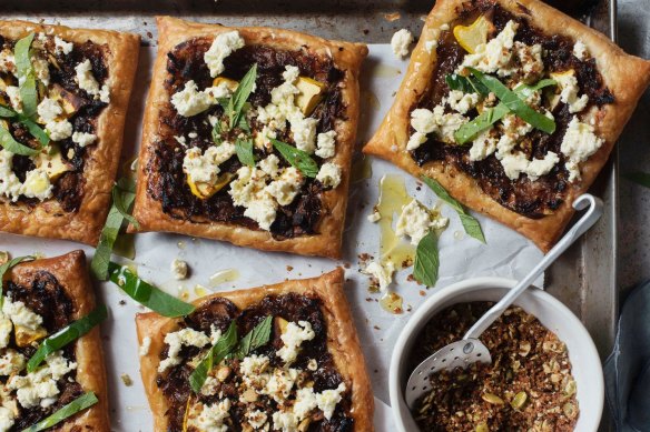 The Blue Ducks' fennel and squash squares with goat's cheese and pangrattato crumb.