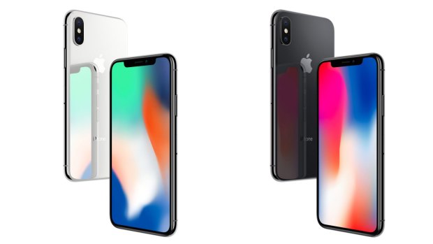 The new iPhone X comes in grey or silver.