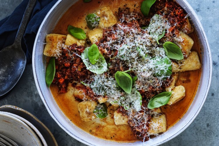 Mark LaBrooy's bolognese with pan-fried gnocchi.