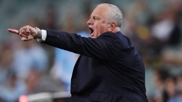 Urgent: Graham Arnold issues instructions from the sideline.