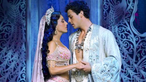 Hiba Elchikhe as Princess Jasmine and Ainsley Melham as Aladdin.