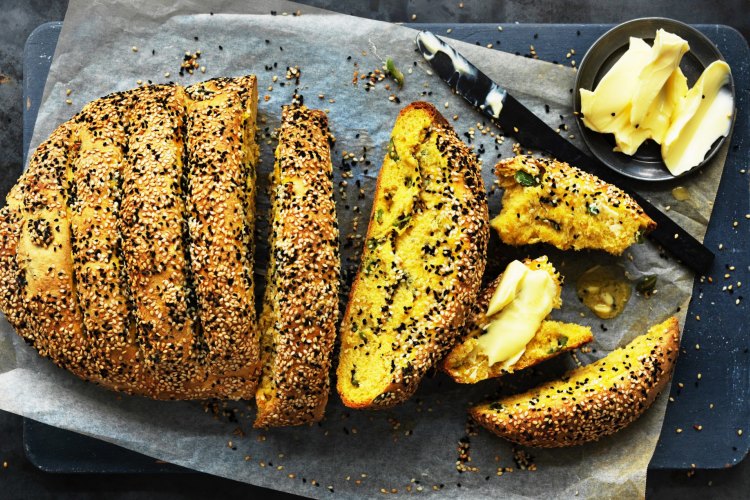 Dan Lepard's pumpkin olive bread.