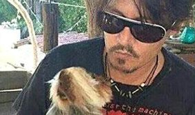 Johnny Depp with one of his dogs.