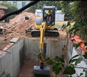 A cellar being dug next to a property in Narrabundah, without consultation with the neighbours. The cellar is within the planning rules and doesn't require consultation.
