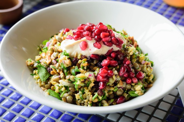 Hellenic Republic's popular Cypriot grain salad is packed with protein-packed lentils. 