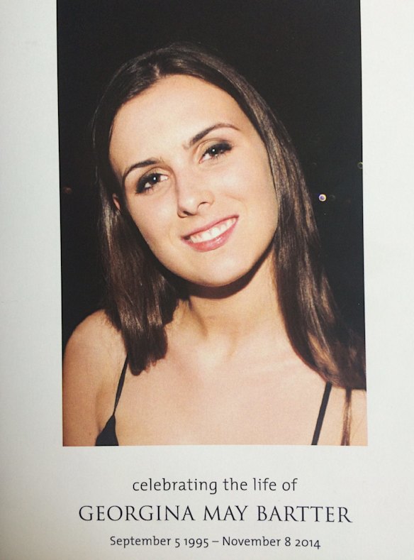 The cover of the order of service for the funeral of Georgina Bartter.