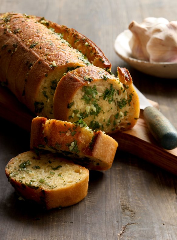 A baguette can easily be transformed into garlic bread.