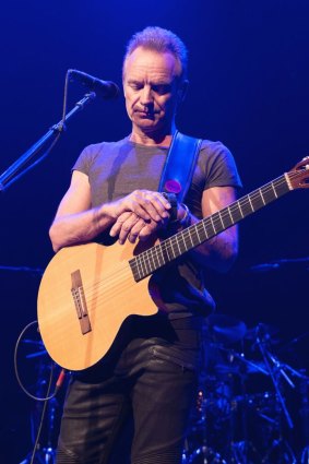 Sting observes a minute of silence in memory of the victims of the Nov. 13, 2015 Paris attacks.