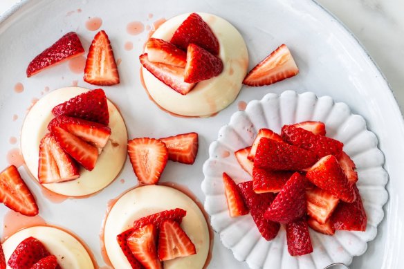 Hazelnut-infused individual panna cottas.