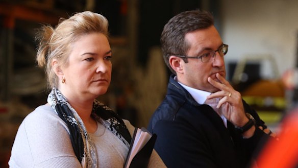 Principal Private Secretary Sally Cray, left, with Deputy Chief of Staff Brad Burke during the 2016 election campaign.