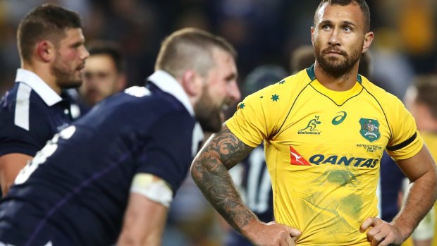 Disappointed: Quade Cooper after the Wallabies loss to Scotland.