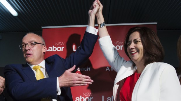 NSW Labor leader Luke Foley with Queensland Premier Annastacia Palaszczuk. 