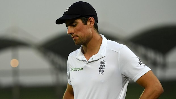 Bad day: Forlorn England captain Alastair Cook.