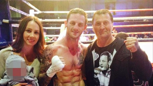 Boxer David "Davey" Browne with wife Amy and father David Browne snr.