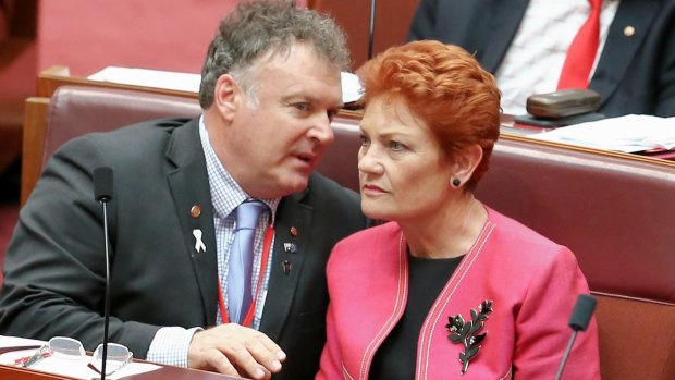 Rodney Culleton and One Nation leader Pauline Hanson in parliament in November. 
