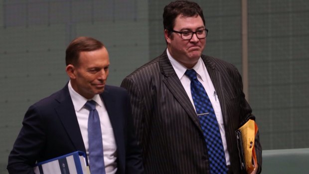 Prime Minister Tony Abbott in Parliament with George Christensen last year.