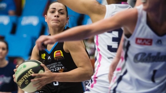 WNBL: Canberra Capitals Vs Adelaide Lightning 2018. Canberra's Maddison Rocci attempts to shoot the ball. Photo: Dion Georgopoulos