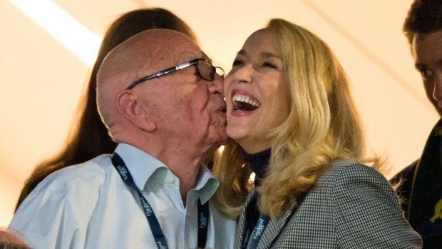 The happy couple: Rupert Murdoch and Jerry Hal declared their love late last year in the announcements pages of <i>The Times</i>.