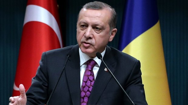 Turkey's President Recep Tayyip Erdogan speaks during a news conference in Ankara.