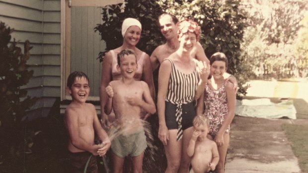 Queensland Faces: Members of the Rolley and Croker families cooling off on Christmas Day in Beaudesert, Queensland, 1972.