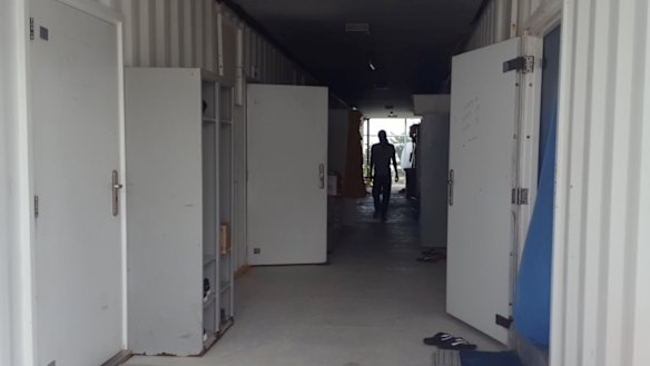Shipping containers used as accommodation on Manus Island.
