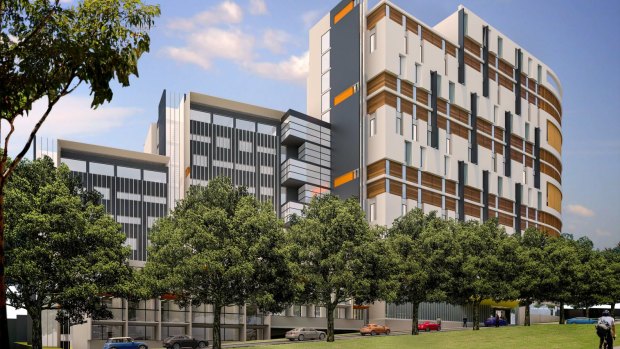 Artist impression of the new 522-room student accommodation facility to be built as part of the Pemulwuy Project at The Block in Redfern.