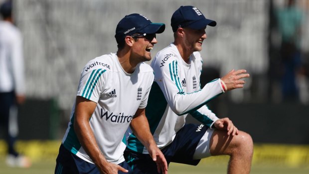 Former England Test captain, Alastair Cook, and new captainn Joe Root.