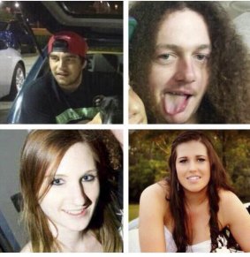 Gold Coast car crash: top from left, Kody Williams and Allan Sullivan; bottom from left, Natasha Maggs and Tiana Williams.