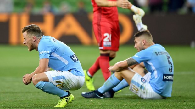 Melbourne City were deflated after the derby loss to Victory.