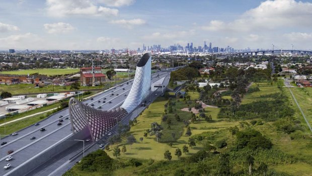 The proposed vent stack and exit ramp in  Yarraville to be built as part of the West Gate Tunnel. 
