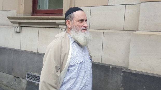 Joseph Gutnick's brother Abraham leaving court on Thursday as he fights a series of eviction notices.