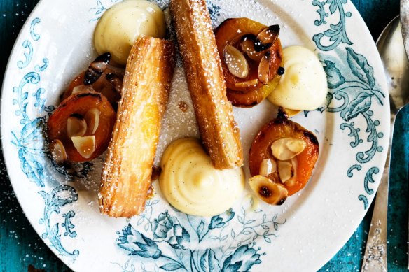 Rachel Khoo's French almond and apricot millefeuilles with custard. 