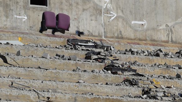 The Entertainment Centre while being demolished in July.